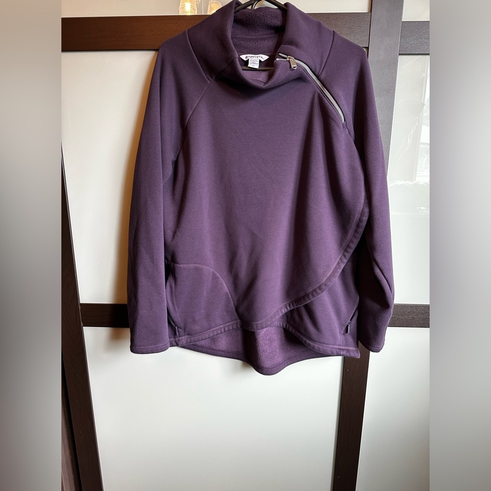 Athleta Cozy Karma wrap/pullover, deep plum, size XL.
